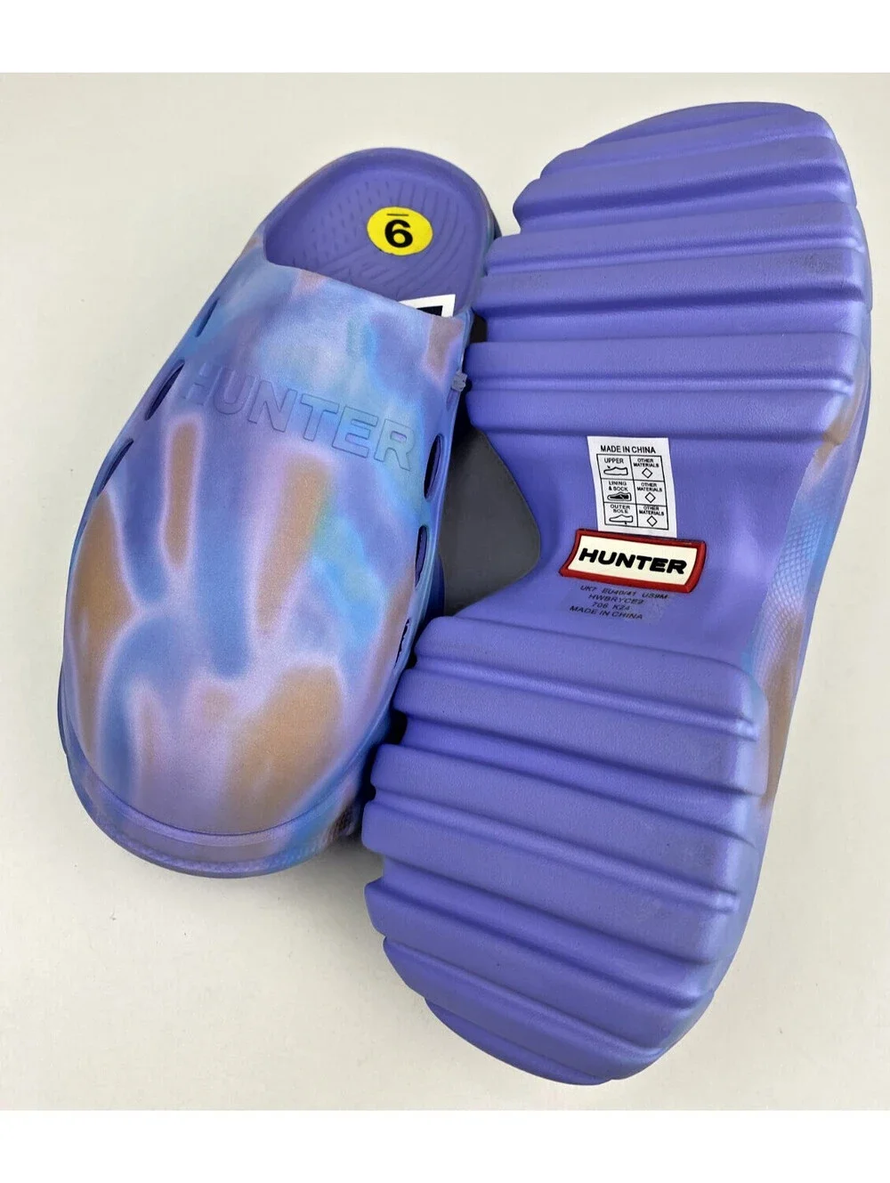 Hunter Bryce Platform Clogs Women's Size 9 Purple Marble Lug Sole NEW